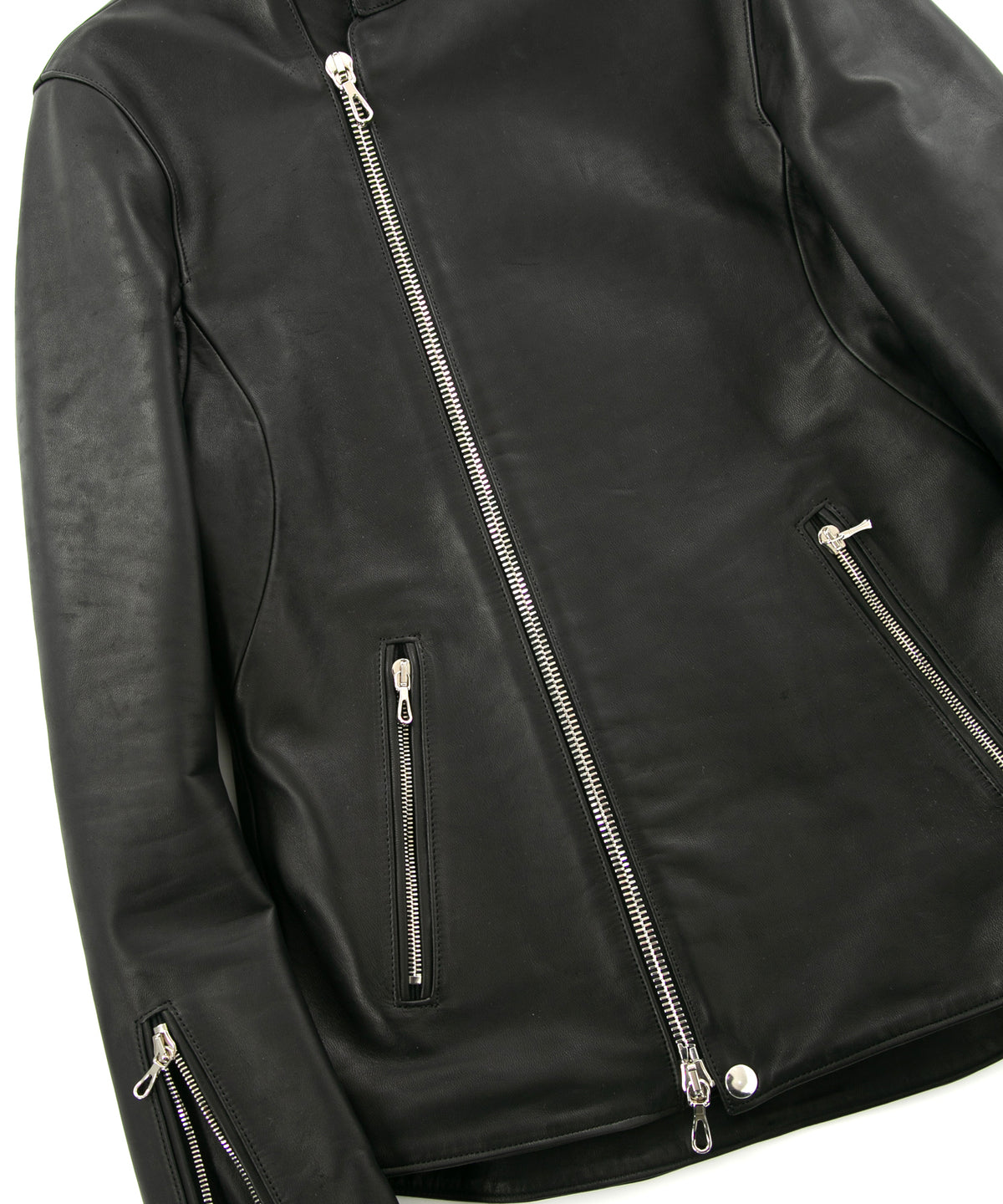 フランスホースハイド JAY セミシングルライダースジャケット - BLACK