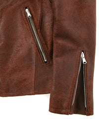 ジャパンカウ グレージングスエード VINCENTS シングルライダースジャケット - BROWN