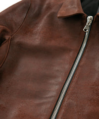 ジャパンカウ グレージングスエード VINCENTS シングルライダースジャケット - BROWN