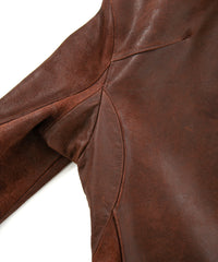 ジャパンカウ グレージングスエード VINCENTS シングルライダースジャケット - BROWN