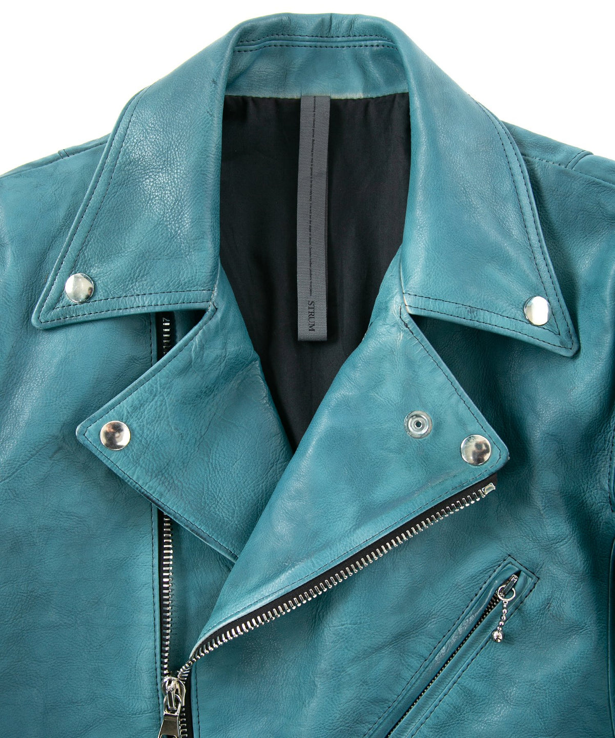 Japan Vegetable Full tanning Calf skin Garment Burning Dyed "SPEEDER" Double Riders / BLUE GREEN