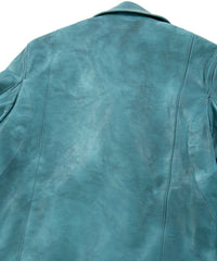 画像をギャラリービューアに読み込む, フルタンニン鞣し ジャパンカーフスキン Burning dyed - 製品燃焼染め SPEEDER ダブルライダースジャケット - BLUE GREEN