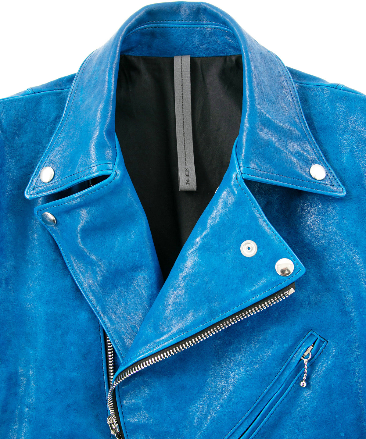 フルタンニン ピット鞣し シュリンク ホースハイド SPEEDER ダブルライダースジャケット - BLUE