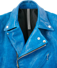 フルタンニン ピット鞣し シュリンク ホースハイド SPEEDER ダブルライダースジャケット - BLUE