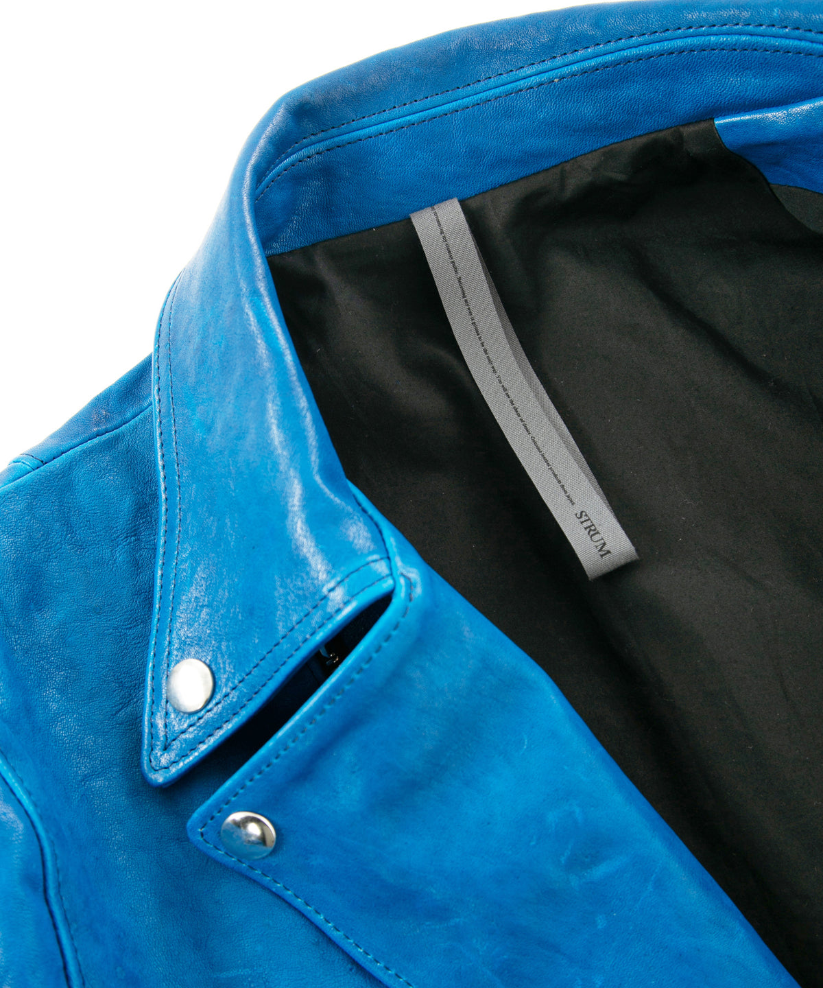 フルタンニン ピット鞣し シュリンク ホースハイド SPEEDER ダブルライダースジャケット - BLUE