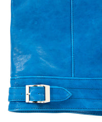 フルタンニン ピット鞣し シュリンク ホースハイド SPEEDER ダブルライダースジャケット - BLUE