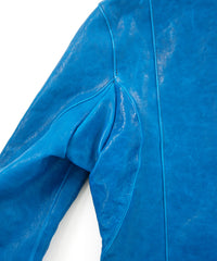 フルタンニン ピット鞣し シュリンク ホースハイド SPEEDER ダブルライダースジャケット - BLUE