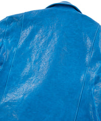 フルタンニン ピット鞣し シュリンク ホースハイド SPEEDER ダブルライダースジャケット - BLUE