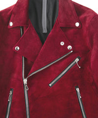 スエード ホースハイド "DIVINE" ダブルライダースジャケット - BURGUNDY