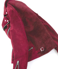 スエード ホースハイド "DIVINE" ダブルライダースジャケット - BURGUNDY