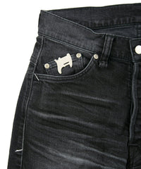 11oz オーガニックコットン ストレッチデニム 1977 レギュラーストレート ユーズド加工 / BLACK