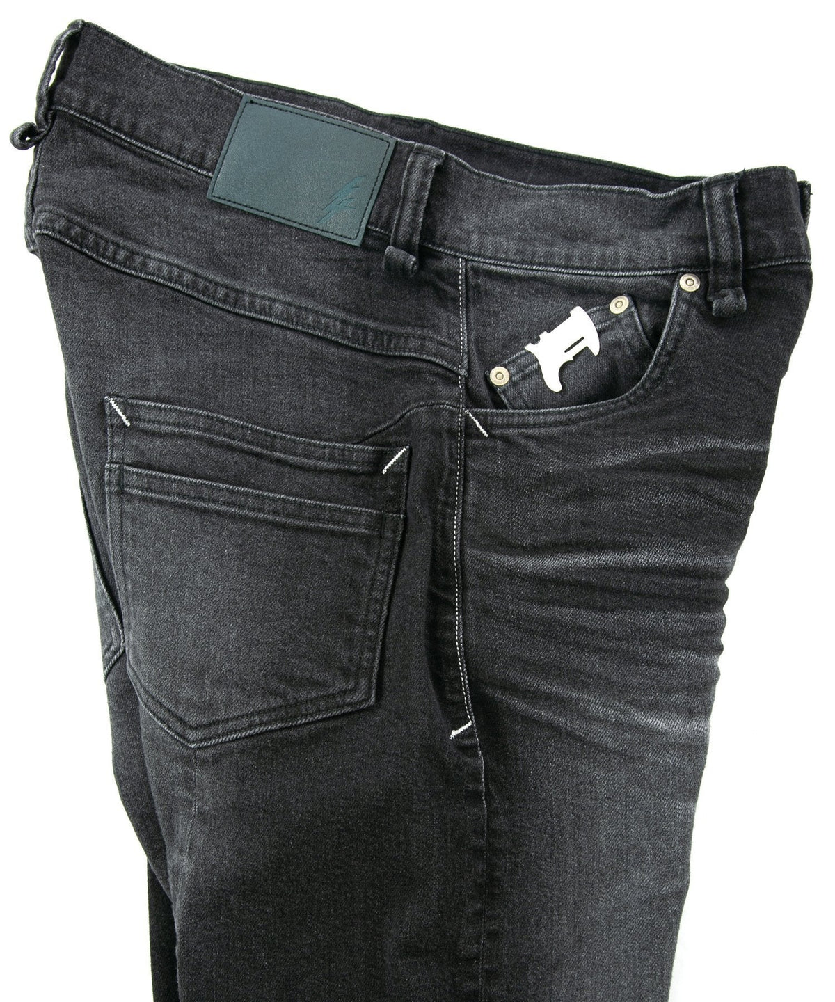 11oz オーガニックコットン ストレッチデニム 1977 レギュラーストレート ユーズド加工 / BLACK