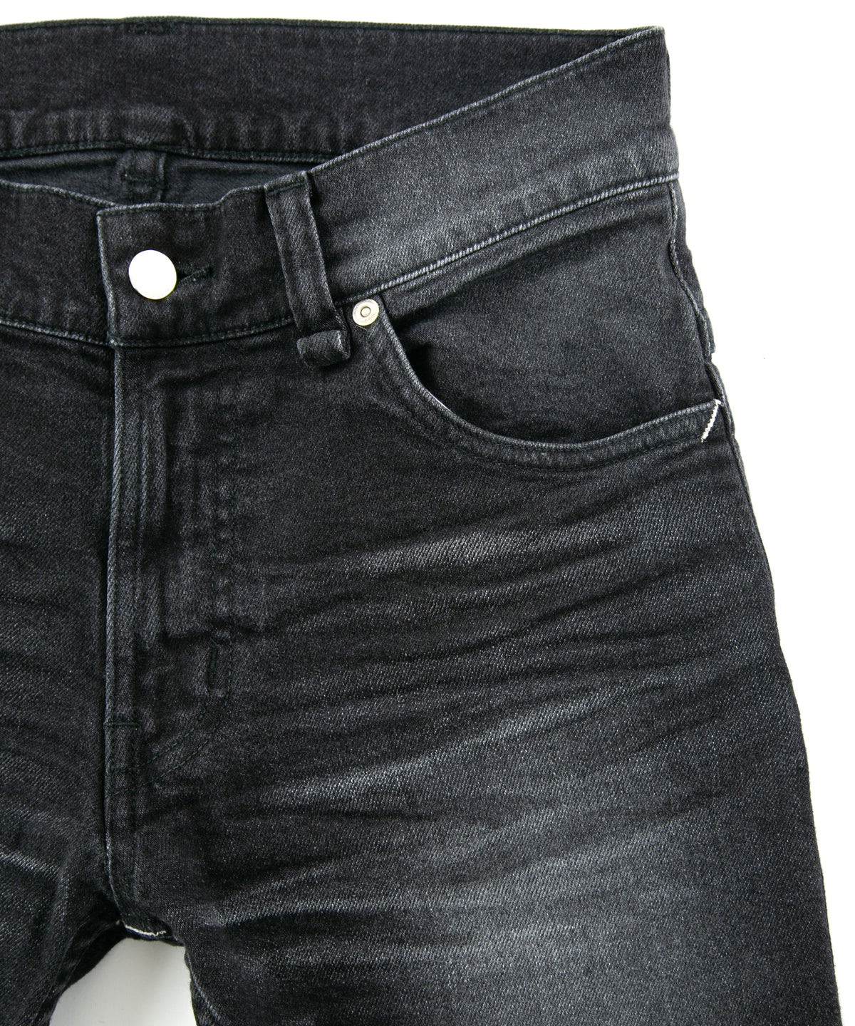 11oz オーガニックコットン ストレッチデニム TIGHT JOE タイトストレート ユーズド加工 - BLACK