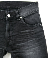 11oz オーガニックコットン ストレッチデニム TIGHT JOE タイトストレート ユーズド加工 - BLACK