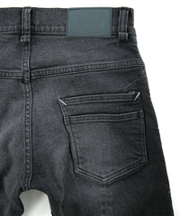 11oz オーガニックコットン ストレッチデニム TIGHT JOE タイトストレート ユーズド加工 - BLACK
