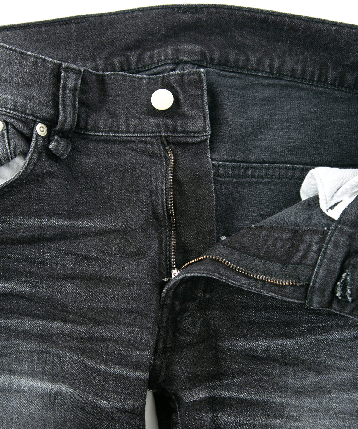 11oz オーガニックコットン ストレッチデニム TIGHT JOE タイトストレート ユーズド加工 - BLACK