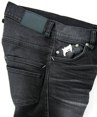 11oz オーガニックコットン ストレッチデニム TIGHT JOE タイトストレート ユーズド加工 - BLACK