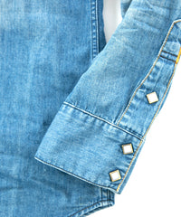 5.3oz Organic Cotton Denim "TRAVIS" Long Sleeved Western shirt / INDIGO