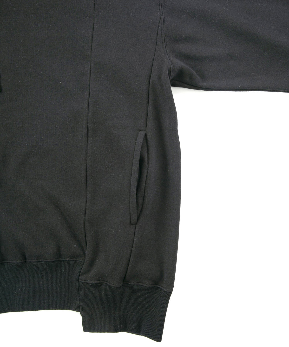 Stretch Cotton Polyester Knit Backside Velor finish High neck Hoodie - BLACK