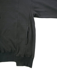 Stretch Cotton Polyester Knit Backside Velor finish High neck Hoodie - BLACK