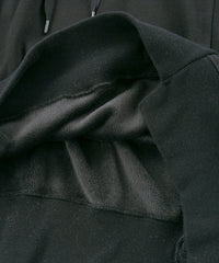 Stretch Cotton Polyester Knit Backside Velor finish High neck Hoodie - BLACK