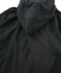 Stretch Cotton Polyester Knit Backside Velor finish High neck Hoodie - BLACK