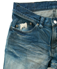 12.5oz Organic Cotton Stretch Denim Skinny Jeans HARD USED PROCESSING - INDIGO