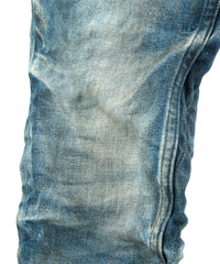 12.5oz Organic Cotton Stretch Denim Skinny Jeans HARD USED PROCESSING - INDIGO