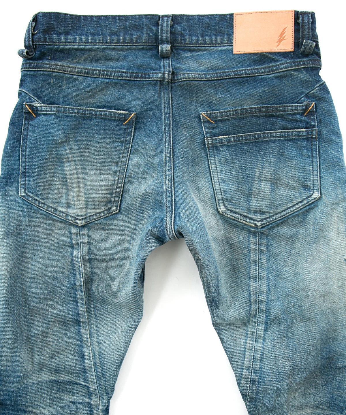 12.5oz Organic Cotton Stretch Denim Skinny Jeans HARD USED PROCESSING - INDIGO