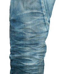 12.5oz Organic Cotton Stretch Denim Skinny Jeans HARD USED PROCESSING - INDIGO