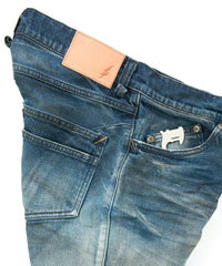 12.5oz Organic Cotton Stretch Denim Skinny Jeans HARD USED PROCESSING - INDIGO