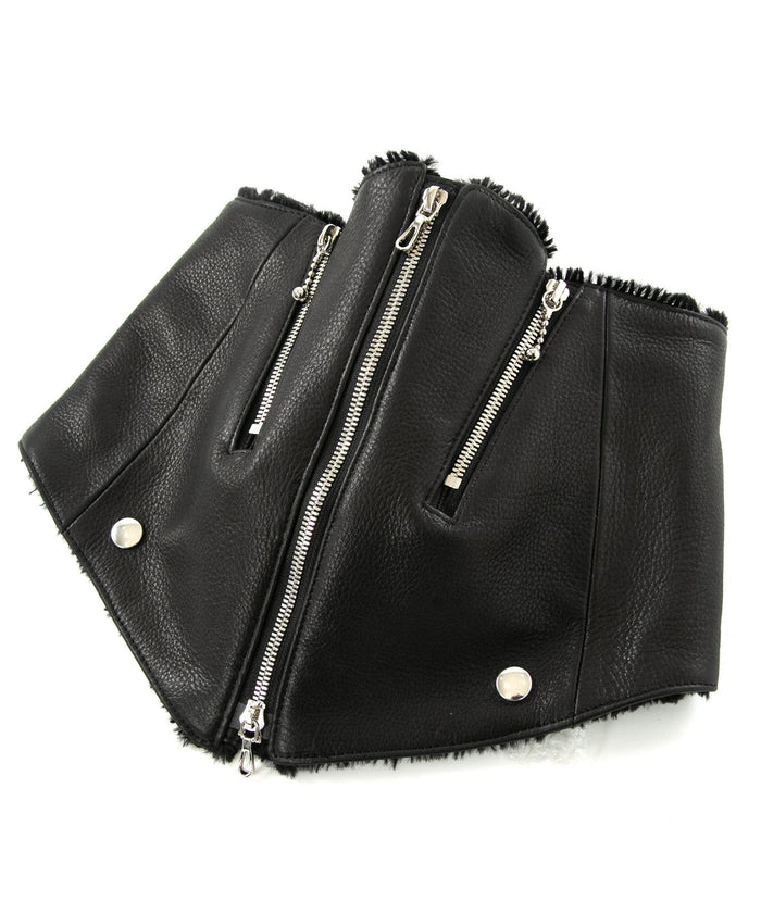 Japan Cow hide "TOUCUTTER 2" Riders Neck Warmer / BLACK