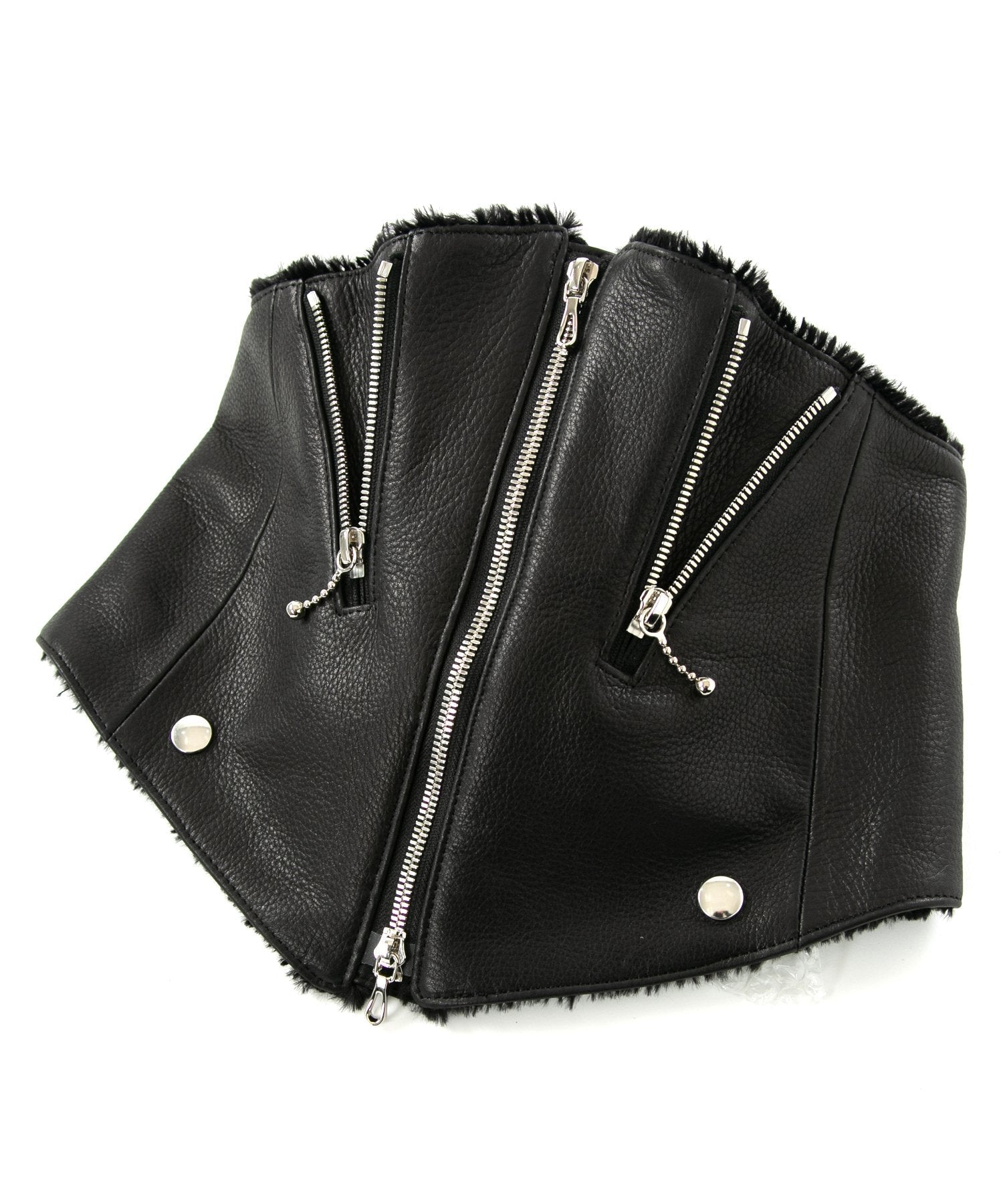 BACKBONE カシミヤ混 ジップネックウォーマー スヌード カウハイド 牛革 ジャパンカウハイド タンニン ソフト天然シボ仕上げ TOECUTTER 2