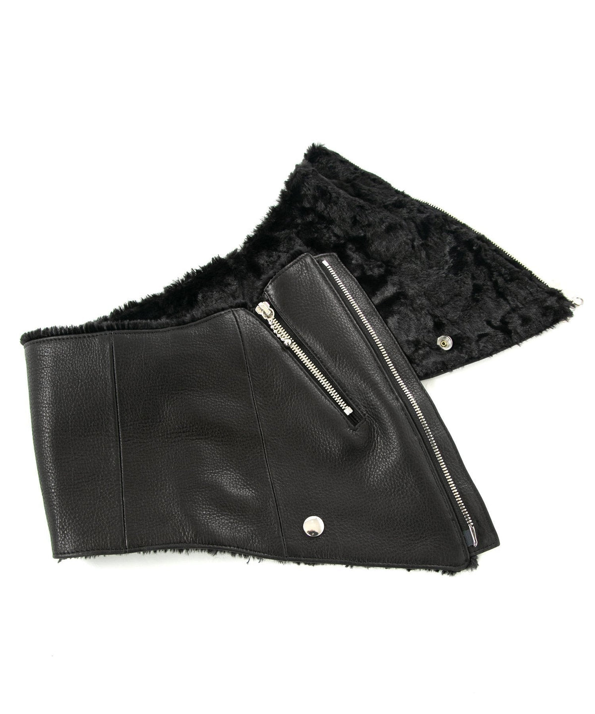 ジャパンカウハイド タンニン ソフト天然シボ仕上げ TOECUTTER 2 ライダースネックウォーマー - BLACK