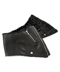 ジャパンカウハイド タンニン ソフト天然シボ仕上げ TOECUTTER 2 ライダースネックウォーマー - BLACK