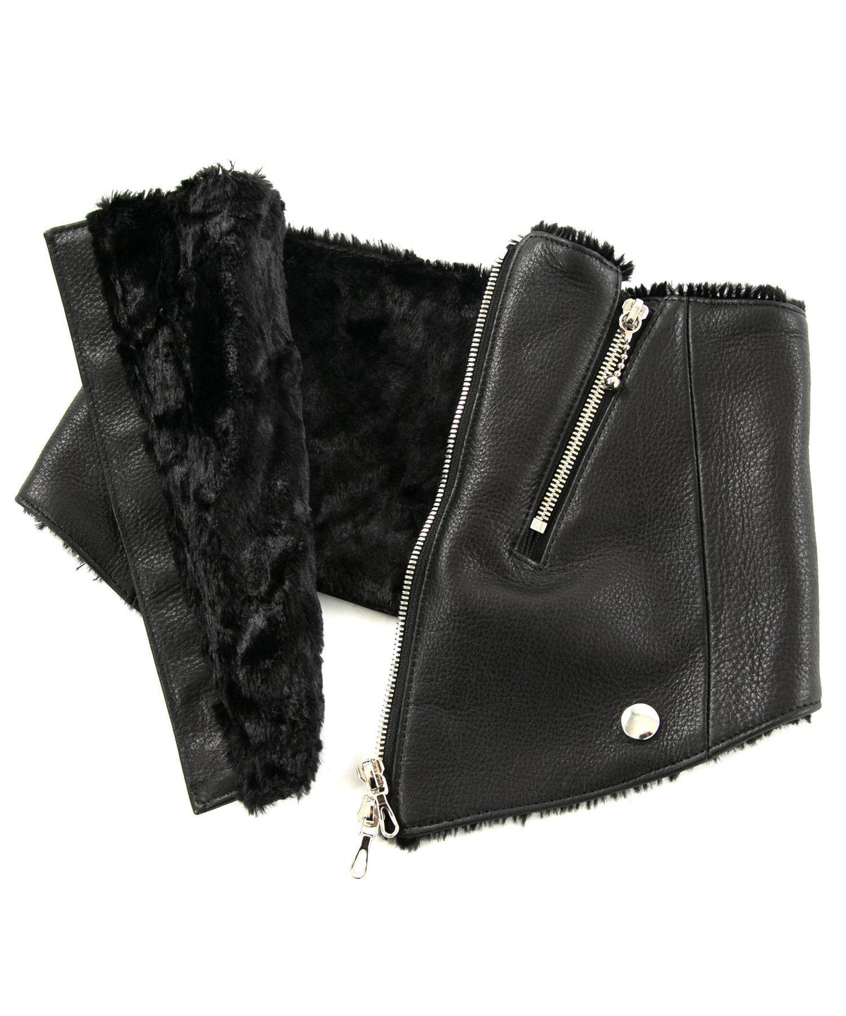 ジャパンカウハイド タンニン ソフト天然シボ仕上げ TOECUTTER 2 ライダースネックウォーマー - BLACK