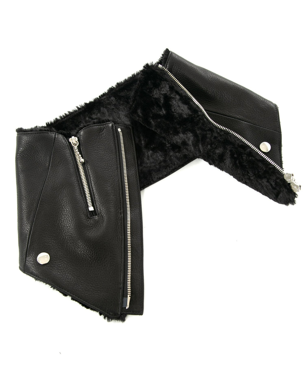 ジャパンカウハイド タンニン ソフト天然シボ仕上げ TOECUTTER 2 ライダースネックウォーマー - BLACK