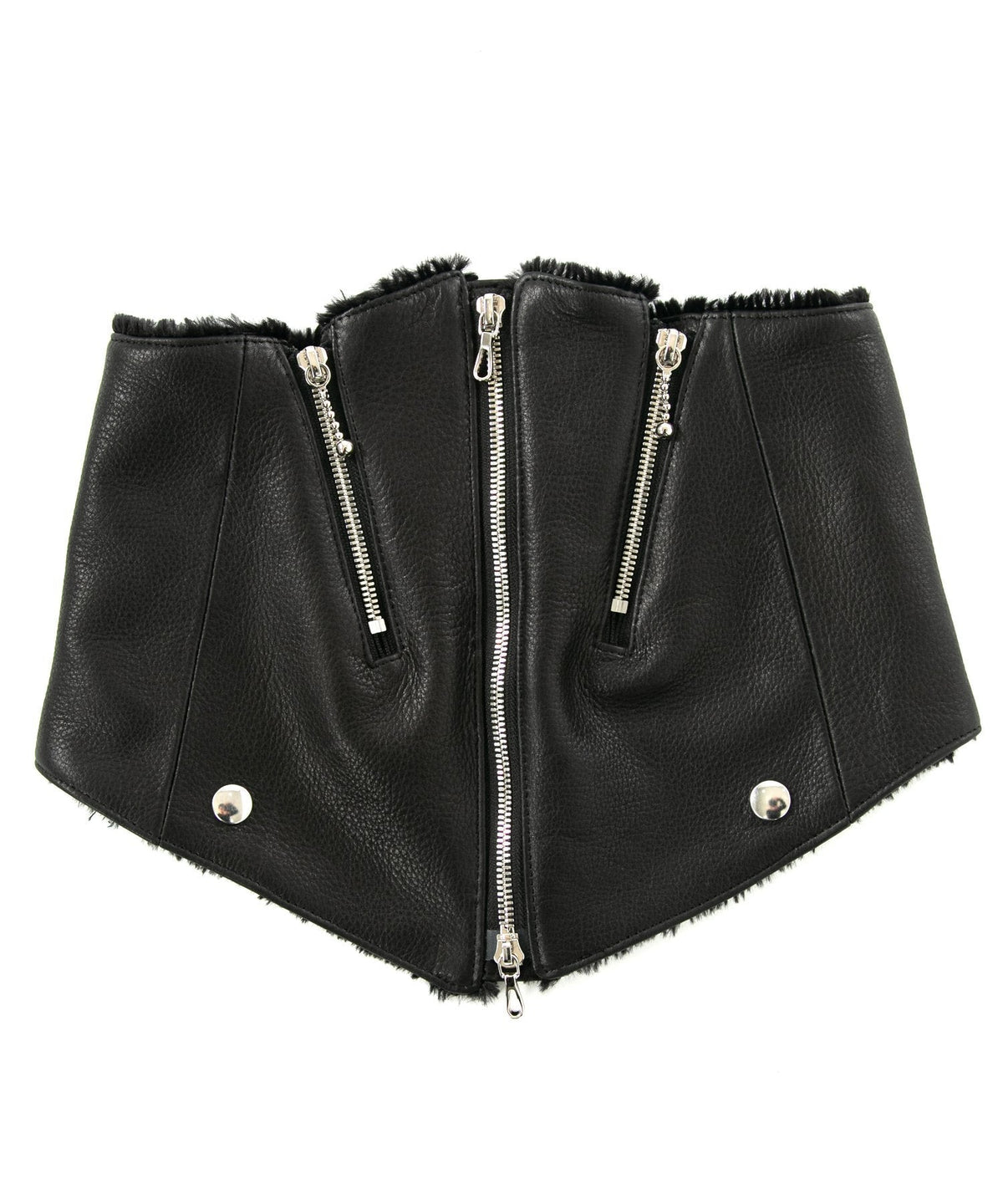 ジャパンカウハイド タンニン ソフト天然シボ仕上げ TOECUTTER 2 ライダースネックウォーマー - BLACK