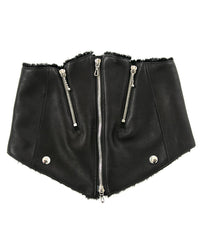 ジャパンカウハイド タンニン ソフト天然シボ仕上げ TOECUTTER 2 ライダースネックウォーマー - BLACK