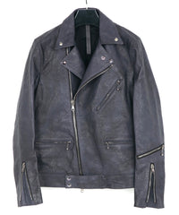 Japan Vegetable Full tanning Calf skin Garment Burning Dyed "SPEEDER" Double Riders - STONE PURPLE