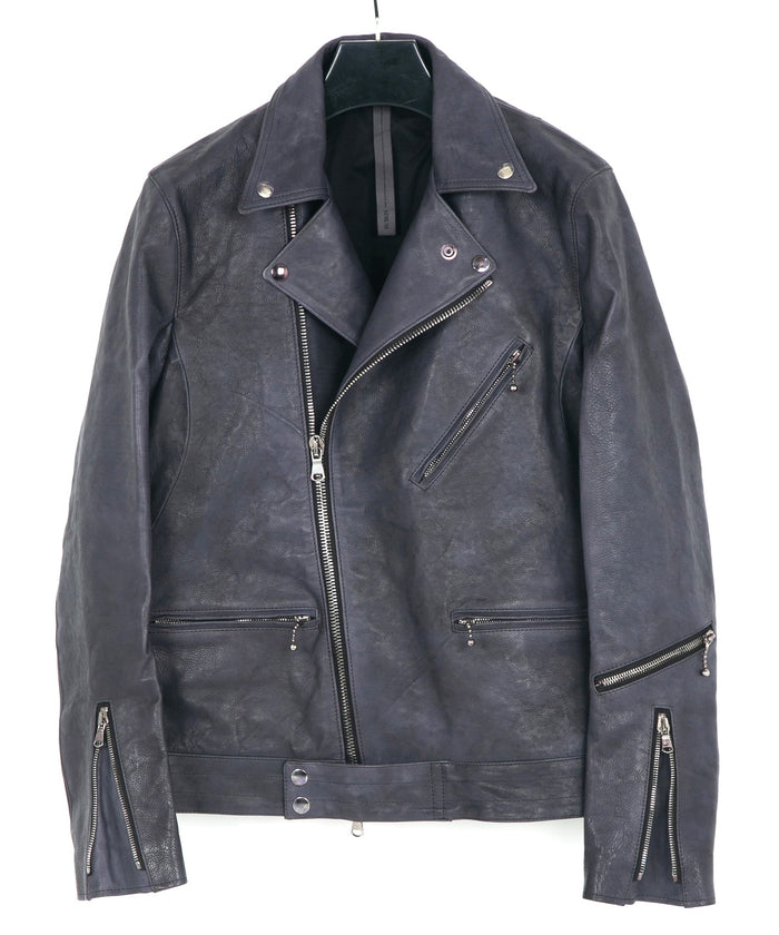 フルタンニン鞣し ジャパンカーフスキン Burning dyed - 燃焼製品染め SPEEDER ダブルライダースジャケット / STONE PURPLE