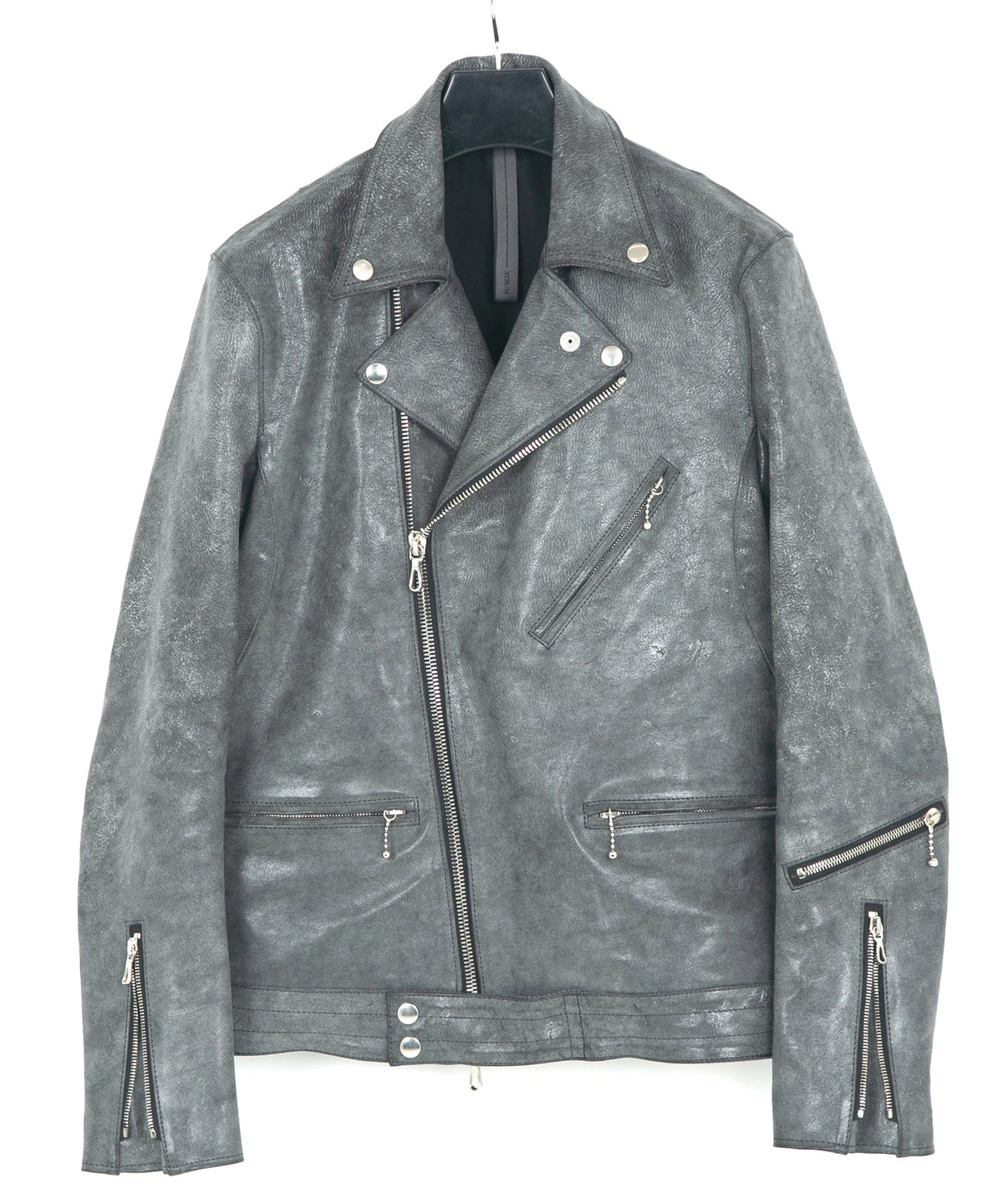 フルタンニン ピット鞣し シュリンク ホースハイド WAX仕上げ SPEEDER ダブルライダースジャケット - WHITE