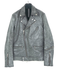 フルタンニン ピット鞣し シュリンク ホースハイド WAX仕上げ SPEEDER ダブルライダースジャケット - WHITE