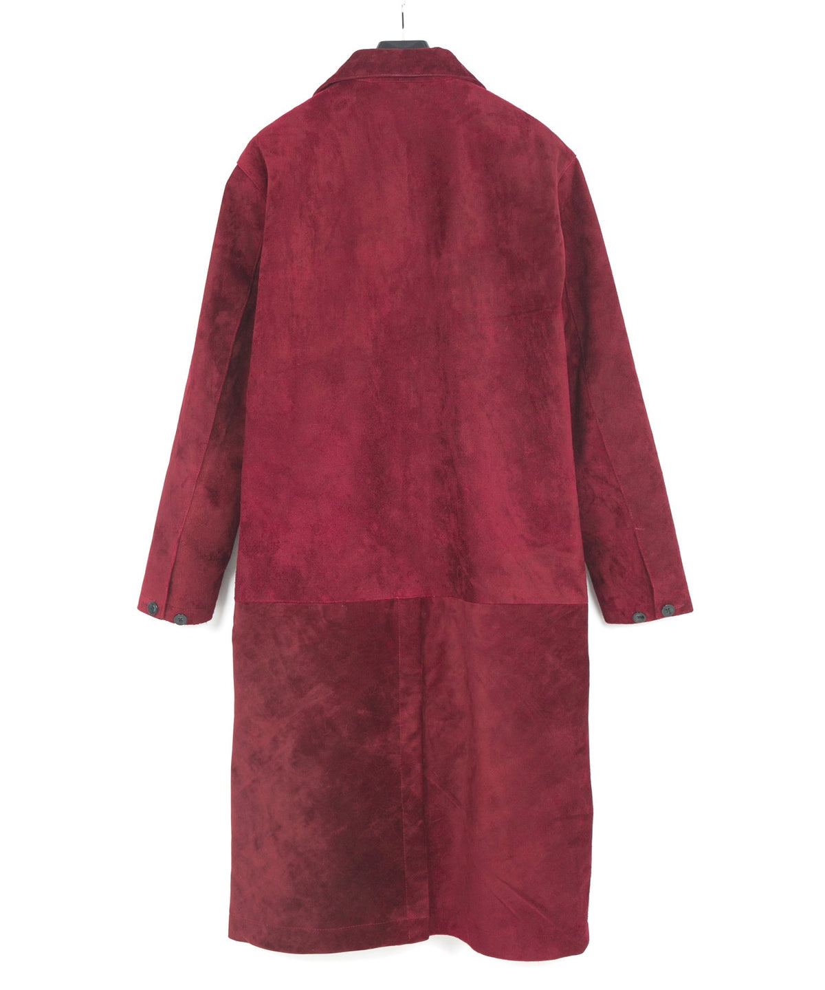 スエード ホースハイド "ROY" バイカーロングコート - BURGUNDY