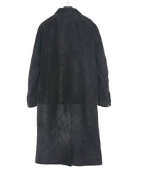 スエード ホースハイド "ROY" バイカーロングコート - BLACK