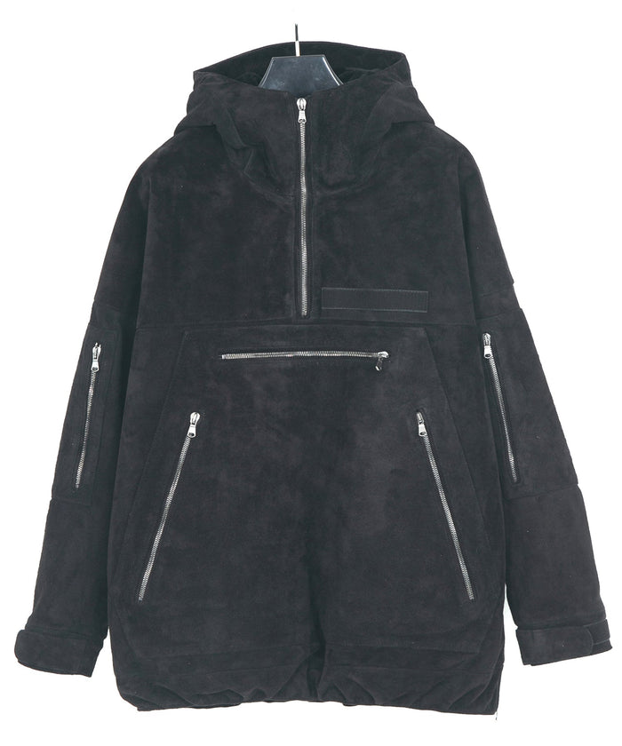 スエード ホースハイド "AD-ROCK" プルオーバー フードブルゾン - BLACK