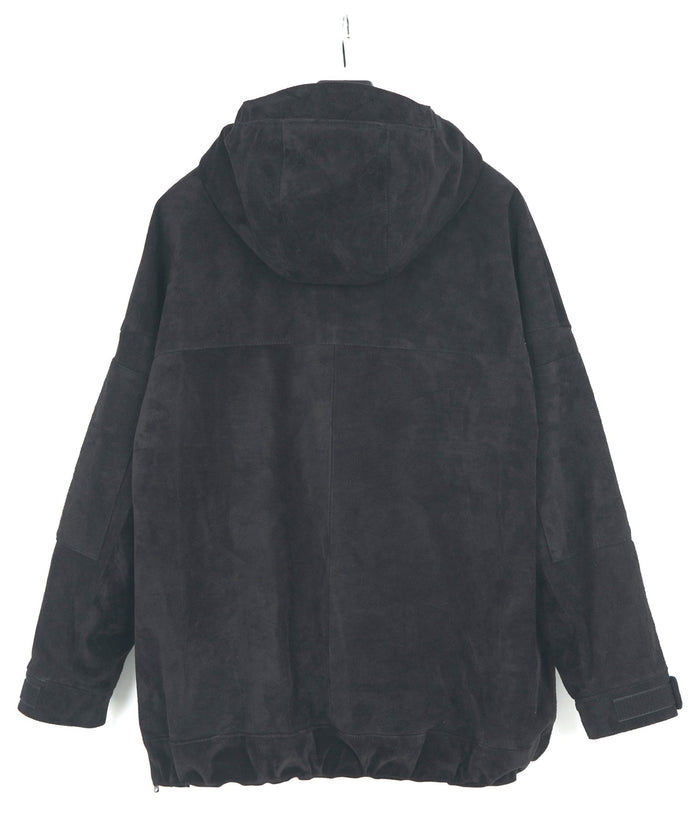 スエード ホースハイド "AD-ROCK" プルオーバー フードブルゾン - BLACK