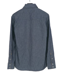 6oz Organic Cotton Denim Long Sleeved Western shirt - INDIGO