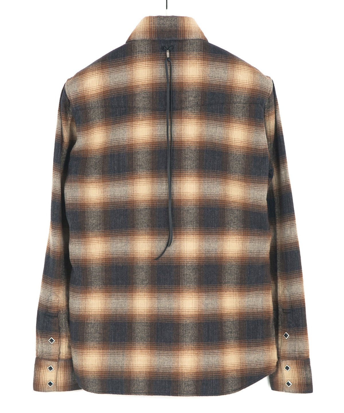 コットン シャギーチェック 長袖ウエスタンシャツ - BROWN