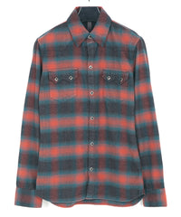 Cotton Shaggy Check Western Long-Sleeve Shirts - RED × BLUE